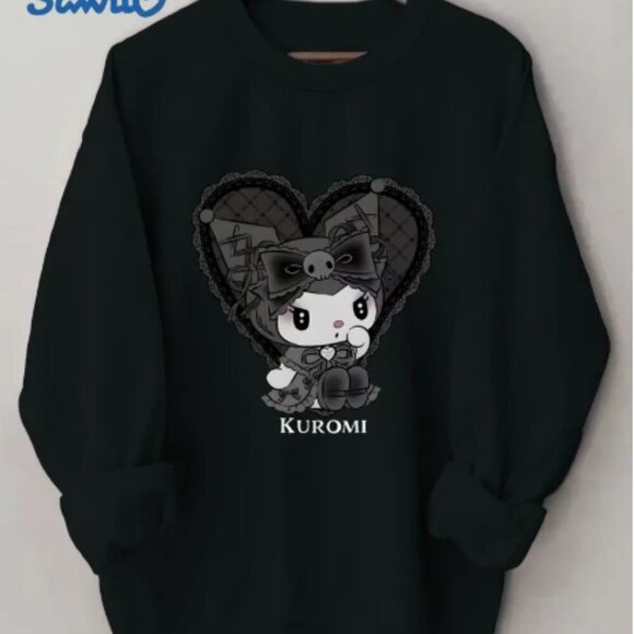 Gothic Kuromi Hello Kitty Crew Neck Sweatshirt NWT - Picture 1 of 4
